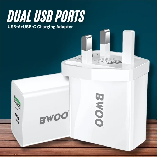BWOO BO-CDA198 Max 35W Dual Port PD + QC Charging Adapter | USB-C + USB-A